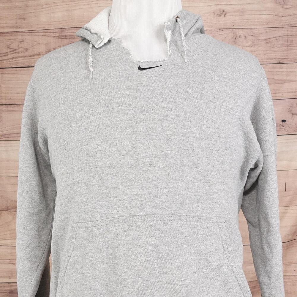 Vintage‎ Nike Hoodie Sweatshirt Medium Gray Pullover Center Swoosh Silver Tag